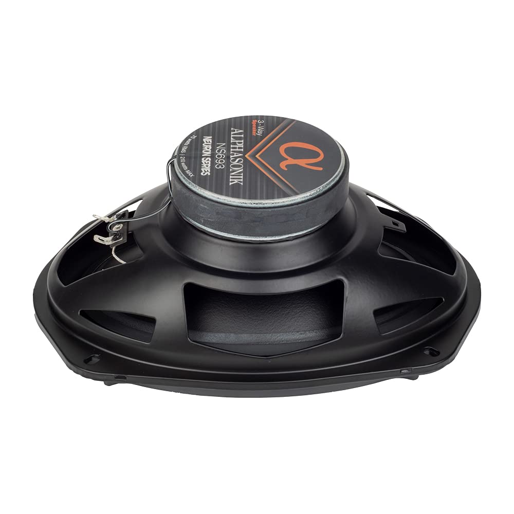 Alphasonik Alphasonik NS693 Neuron Series 6x9 Car Audio Speakers 420 Watts Max 3-Way Full-Range with PEI Dome Tweeter and Grilles Included - View 7 of 7