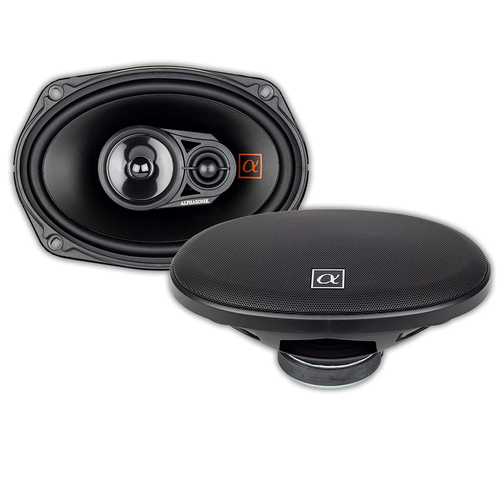 Alphasonik NS693 Neuron Series 6x9 Car Audio Speakers 420 Watts Max 3-Way Full-Range with PEI Dome Tweeter and Grilles Included