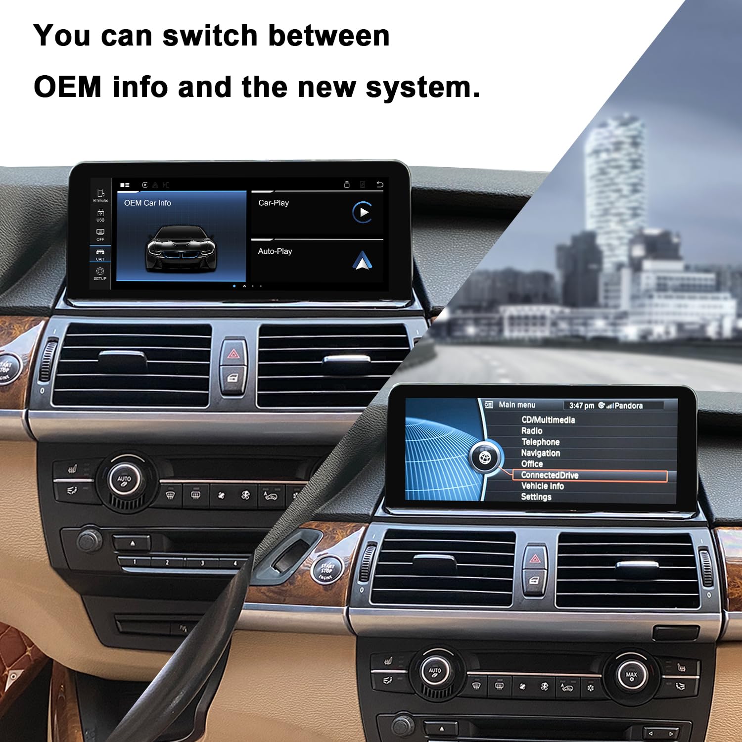 PEMP Linux Vertical Screen E70 E71 CarPlay Retrofit Android Auto Bluetooth Video Player for BMW X5 X6 1920 x 720 Display - View 4 of 6