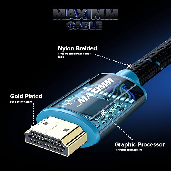 Maximm HDMI Extension Cable Male to Female 3ft (2 Pack) - 8K/10K Ultra HD, High-Speed, 50Gbps, Supports 3D & 2160p Video - View 4 of 9