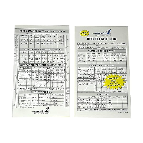 ADVANCED PILOT PRODUCTS Advanced Pilot Products VFR Flight Log Pad: Essential Tool for Every Pilot - View 3 of 3