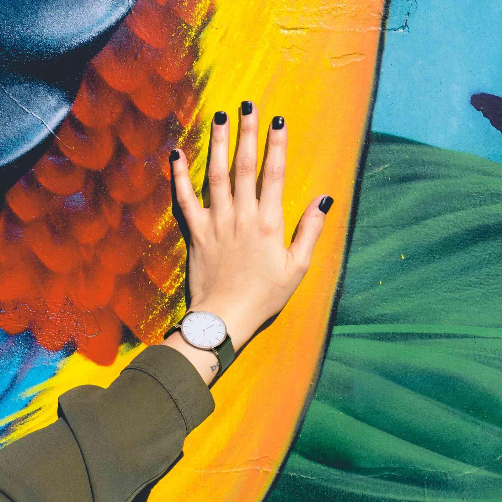 WOCCI 19mm Silicone Watch Band Quick Release Rubber Strap with Silver Buckle Military Green - View 2 of 9