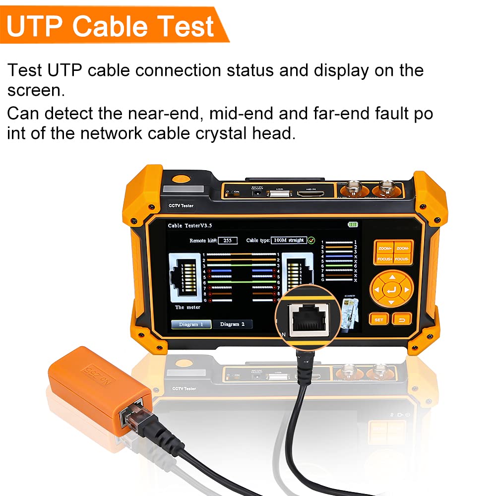 WSDCAM 5 Inch TFT LCD Screen CCTV Camera Tester Monitor 4K 8MP Support HDMI VGA PTZ Control UTP Cable Tester 3200 Plus - View 4 of 6