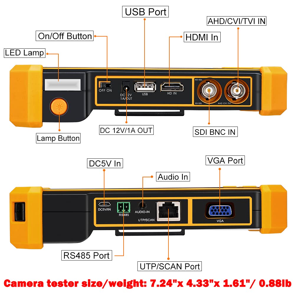WSDCAM 5 Inch TFT LCD Screen CCTV Camera Tester Monitor 4K 8MP Support HDMI VGA PTZ Control UTP Cable Tester 3200 Plus - View 5 of 6