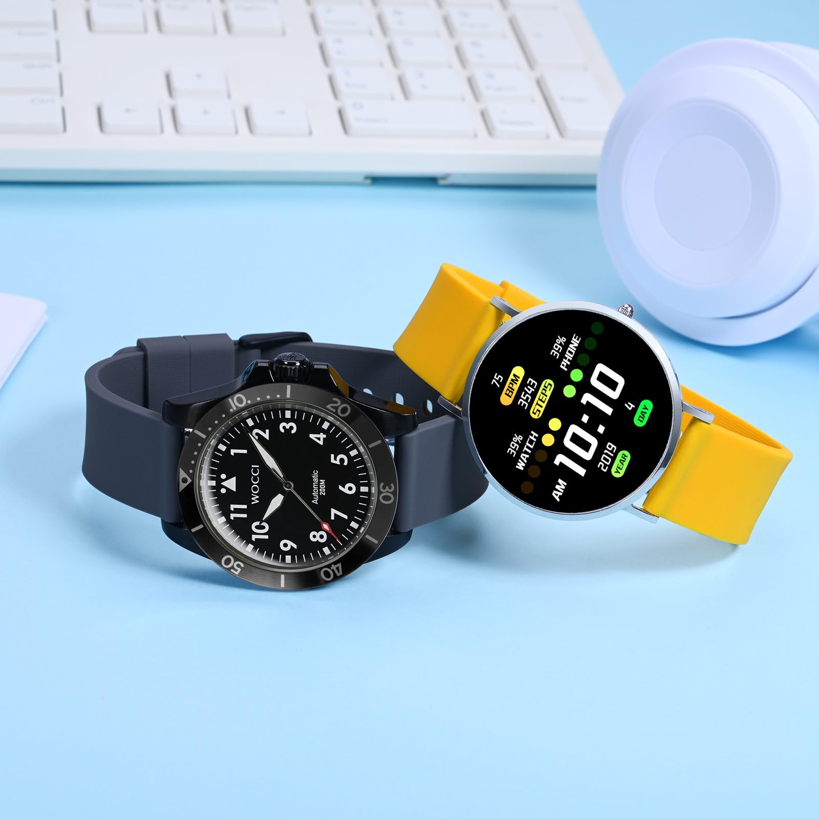 WOCCI 19mm Silicone Watch Band Quick Release Rubber Strap with Silver Buckle Dark Grey - View 7 of 9