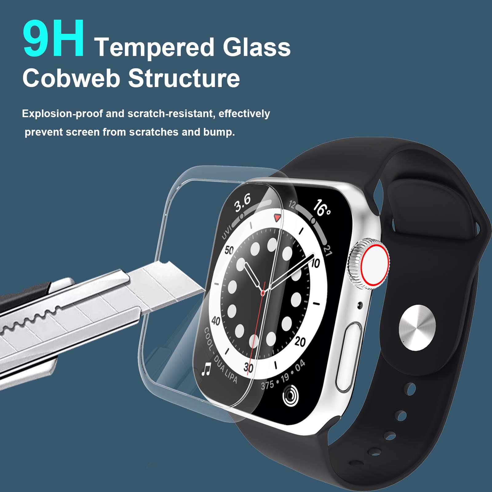 2 Pack Tempered Glass Screen Protector 40mm for Apple Watch Series 6 5 4 SE Full Coverage Waterproof Anti-Scratch Bubble Free HD Clear Film - View 3 of 8