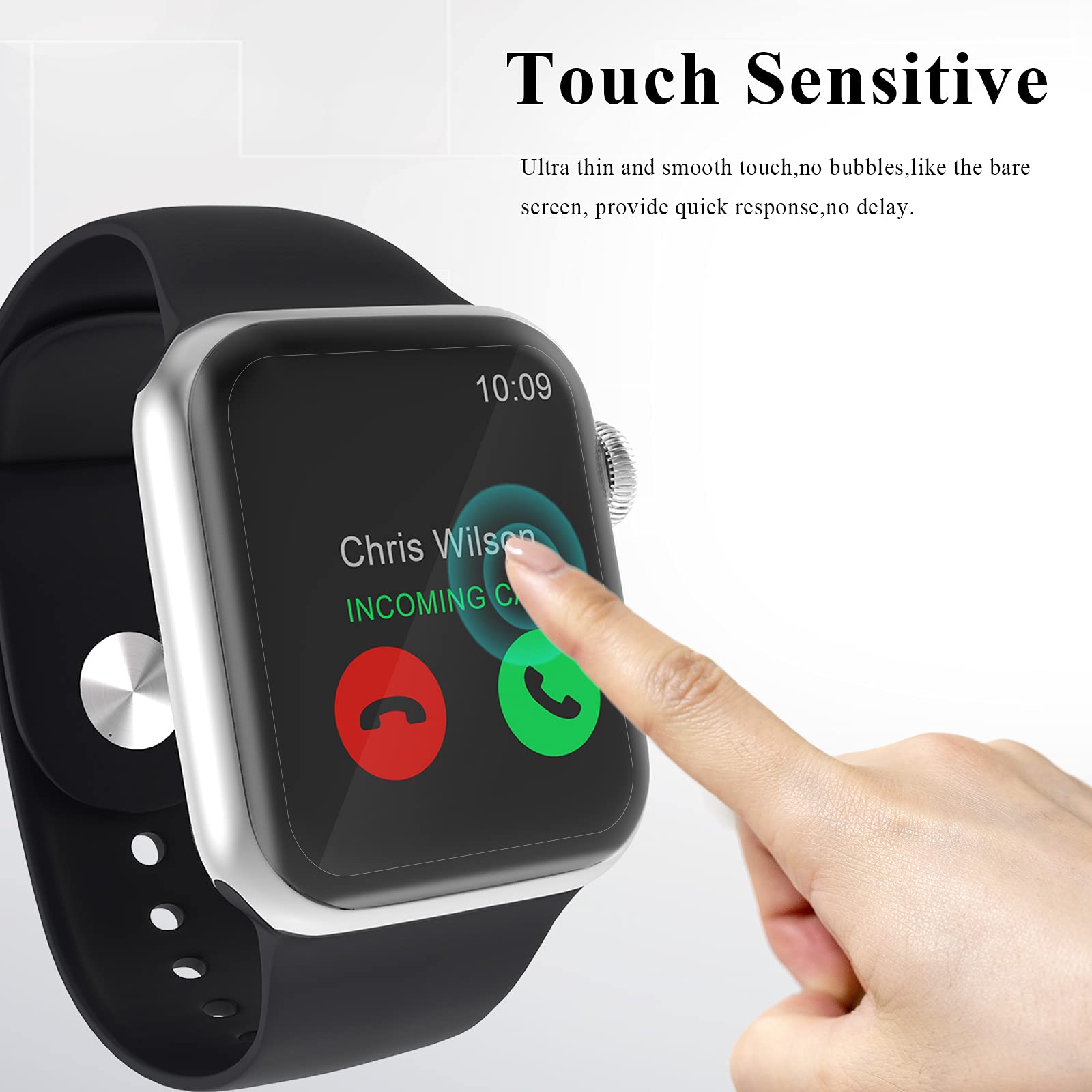 2 Pack Tempered Glass Screen Protector 40mm for Apple Watch Series 6 5 4 SE Full Coverage Waterproof Anti-Scratch Bubble Free HD Clear Film - View 6 of 8