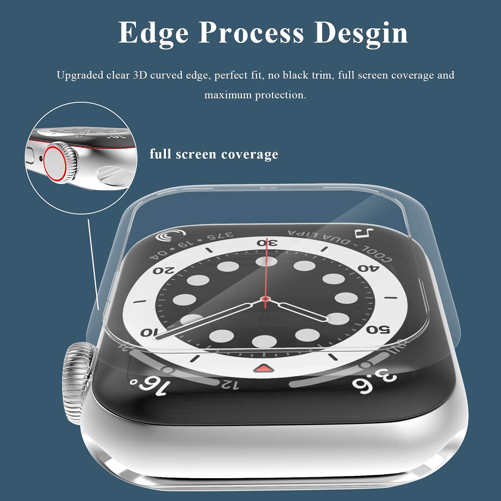 2 Pack Tempered Glass Screen Protector 40mm for Apple Watch Series 6 5 4 SE Full Coverage Waterproof Anti-Scratch Bubble Free HD Clear Film - View 8 of 8