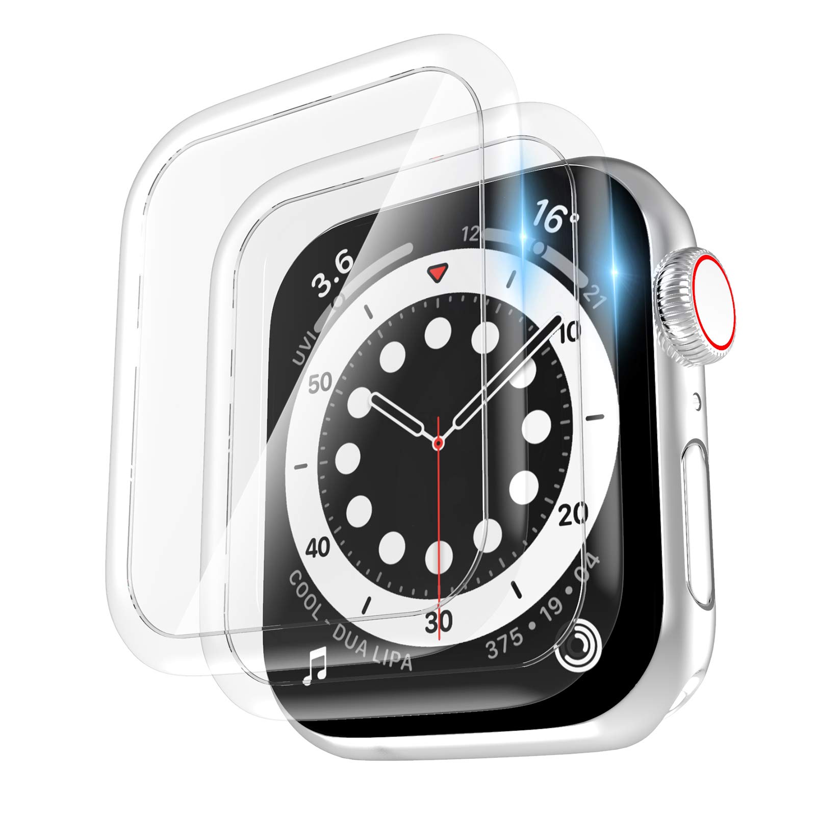 2 Pack Tempered Glass Screen Protector 40mm for Apple Watch Series 6 5 4 SE Full Coverage Waterproof Anti-Scratch Bubble Free HD Clear Film