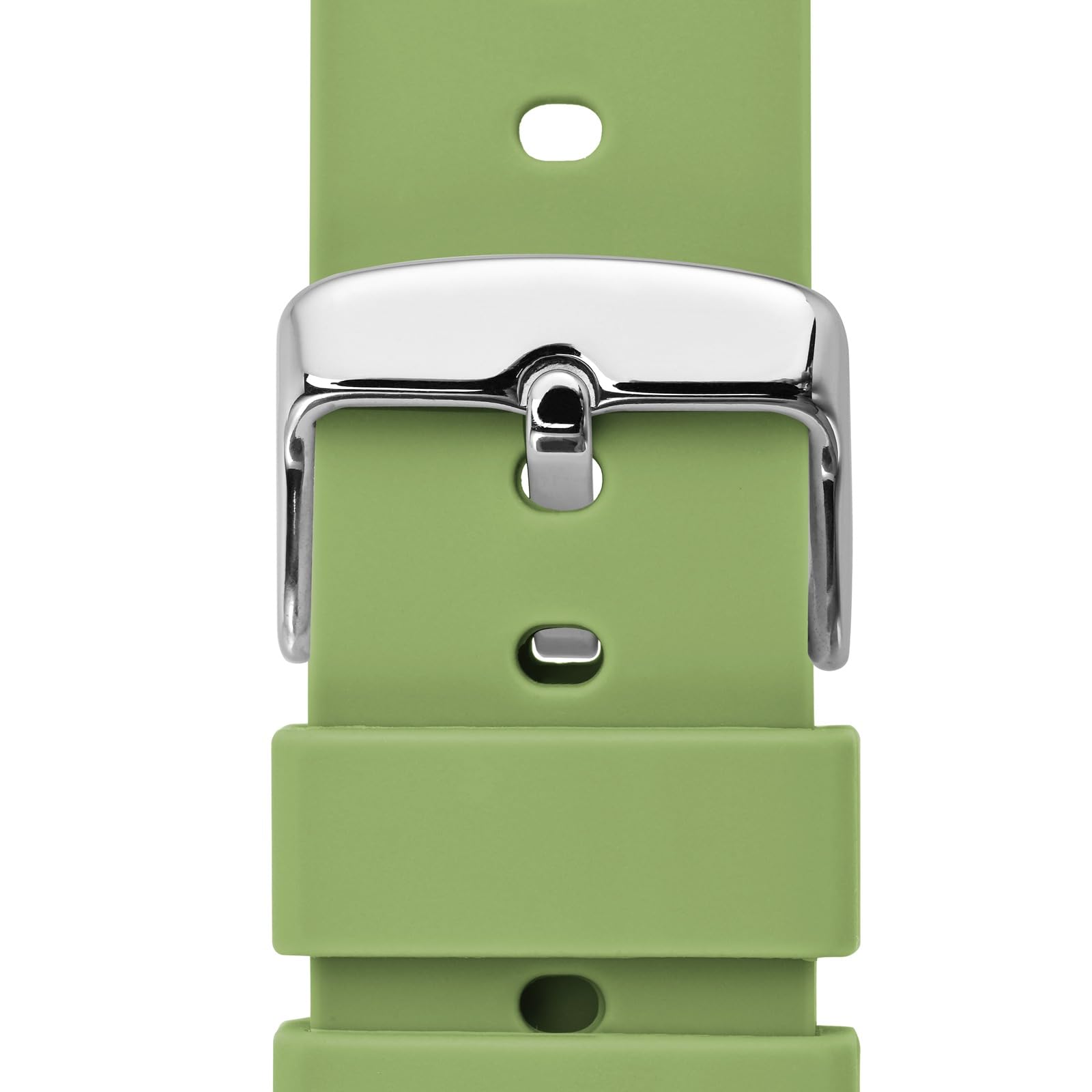 WOCCI 19mm Silicone Watch Band Quick Release Rubber Strap with Silver Buckle in Matcha Green - View 9 of 9