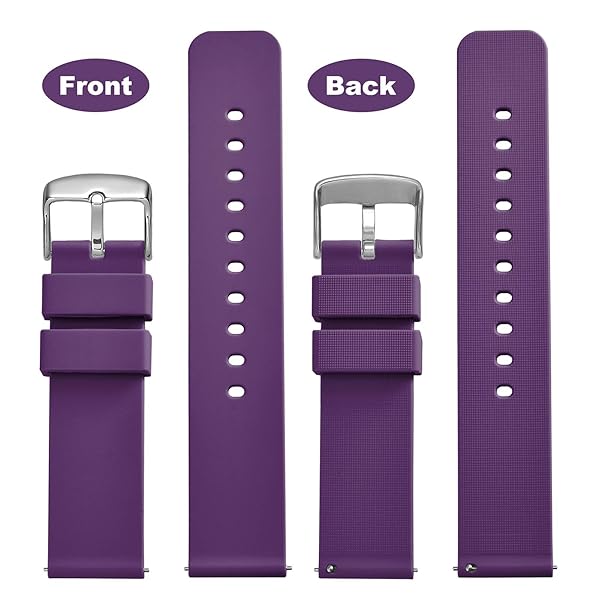 WOCCI WOCCI 16mm Silicone Watch Band Quick Release Rubber Strap with Silver Buckle in Purple - View 4 of 9