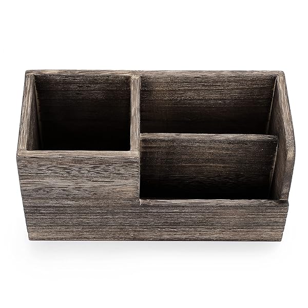 BTSKY BTSKY Retro Wood Desk Pen Pencil Holder Multi-Function Organizer for Office Home Accessories Vintage Brown - View 4 of 7