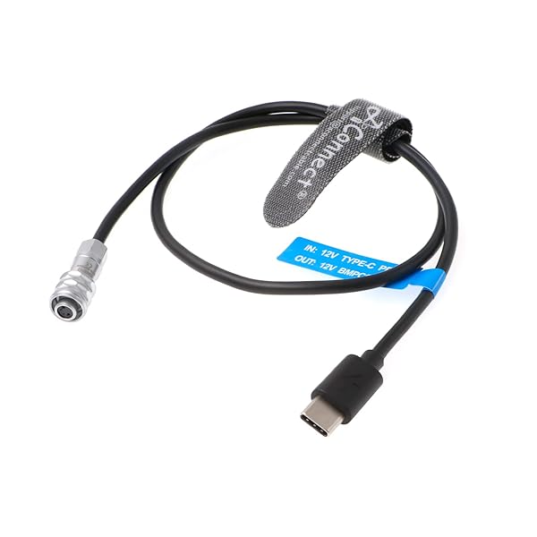 AConnect AConnect BMPCC 4K 6K 2 Pin Female to Type C PD Power Bank Cable for Blackmagic Pocket Cinema Camera 20 Inch Flexible Design