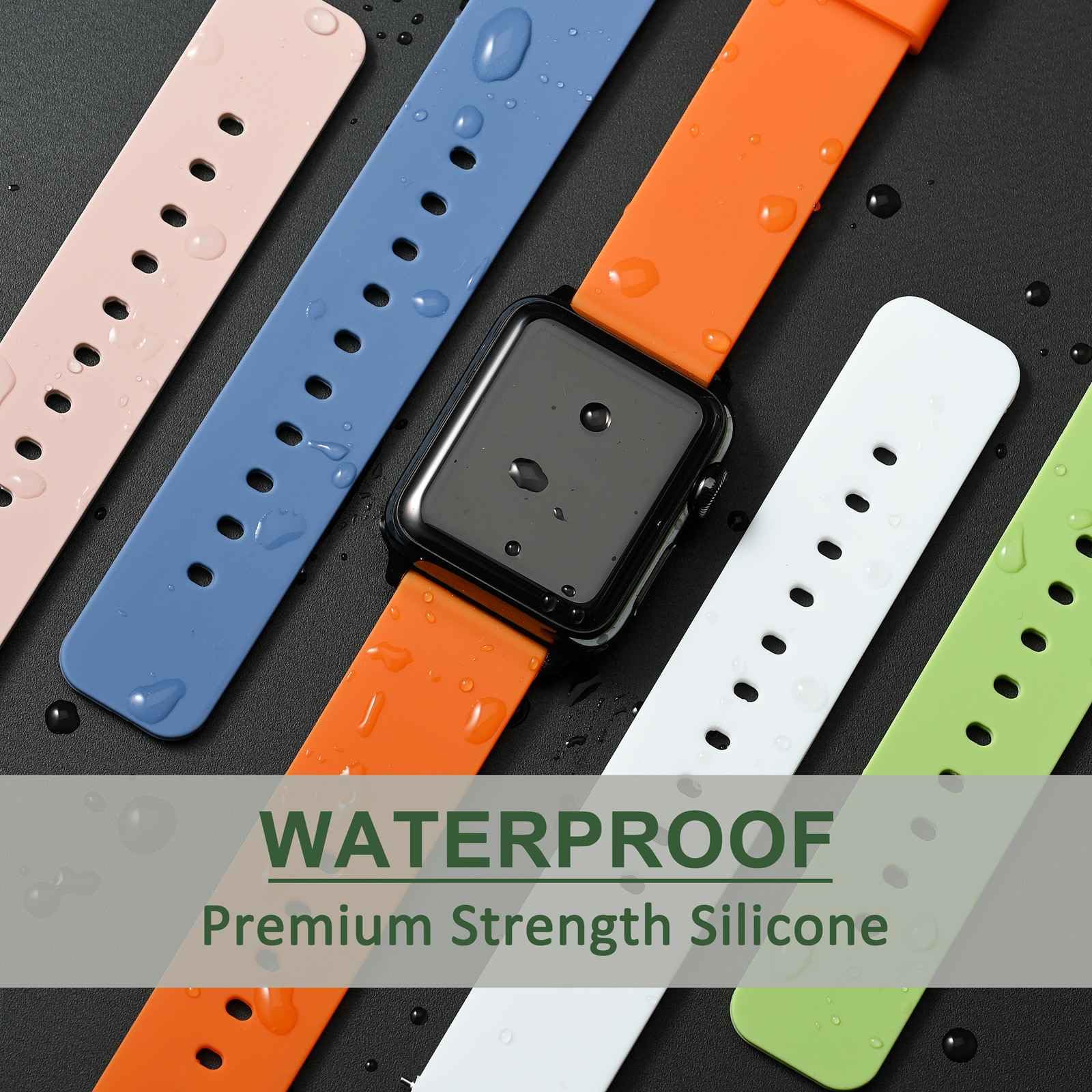 WOCCI WOCCI 21mm Silicone Watch Band Quick Release Rubber Strap with Silver Buckle in Orange - View 6 of 9