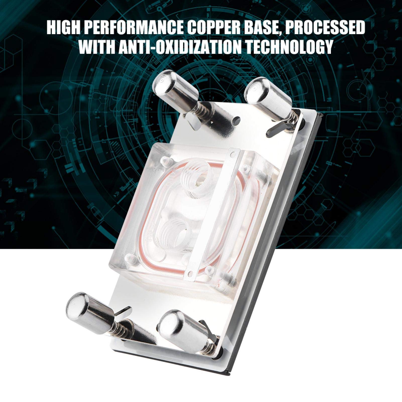 GOWENIC High Performance Water Cooling Block with Anti-oxidization Technology for AM2 AM3 AM4 FM2+ CPUs Copper Base Micro Channel Design - View 4 of 9