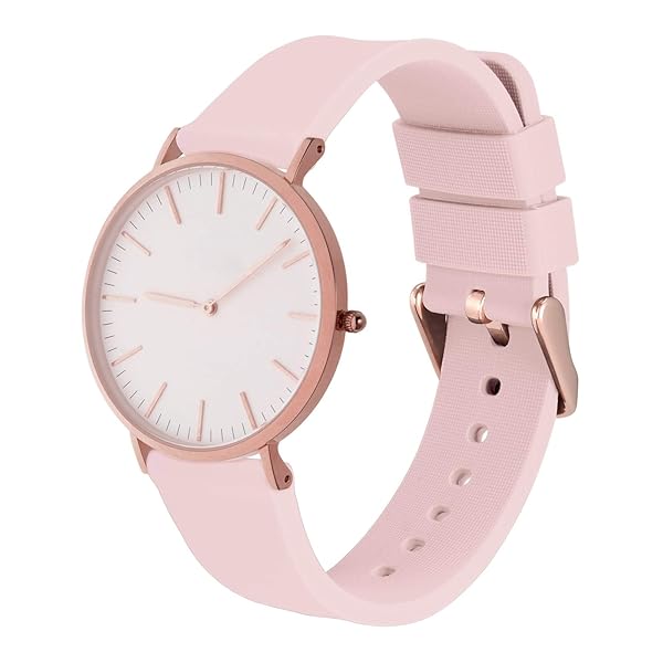 WOCCI WOCCI 16mm Silicone Watch Band Pink Soft Rubber Replacement Strap with Rose Gold Buckle Quick Release - View 9 of 9