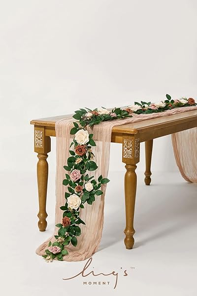 Ling's moment Ling's Moment 5FT Artificial Flower Garland Rust Rose Leaves for Wedding Party Backdrop Decor Home Table Centerpieces and Wall Decorations - View 3 of 7