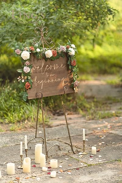 Ling's moment Ling's Moment 5FT Artificial Flower Garland Rust Rose Leaves for Wedding Party Backdrop Decor Home Table Centerpieces and Wall Decorations - View 5 of 7