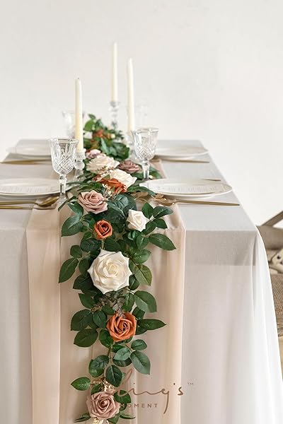 Ling's moment Ling's Moment 5FT Artificial Flower Garland Rust Rose Leaves for Wedding Party Backdrop Decor Home Table Centerpieces and Wall Decorations - View 6 of 7