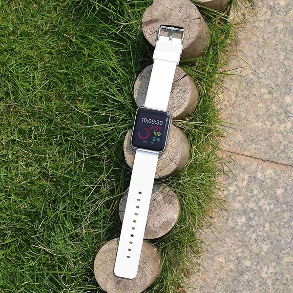 WOCCI WOCCI 19mm Silicone Watch Band White with Rose Gold Buckle Soft Rubber Replacement Strap Quick Release - View 6 of 9