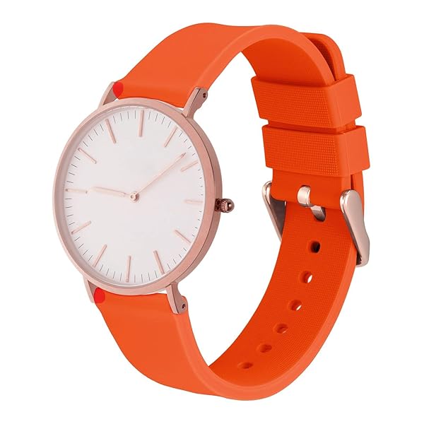 WOCCI WOCCI 16mm Silicone Watch Band Orange with Rose Gold Buckle Soft Rubber Replacement Straps Quick Release - View 9 of 9