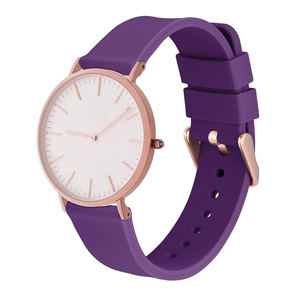 WOCCI WOCCI 21mm Silicone Watch Band Purple Soft Rubber Replacement Strap with Rose Gold Buckle Quick Release - View 9 of 9