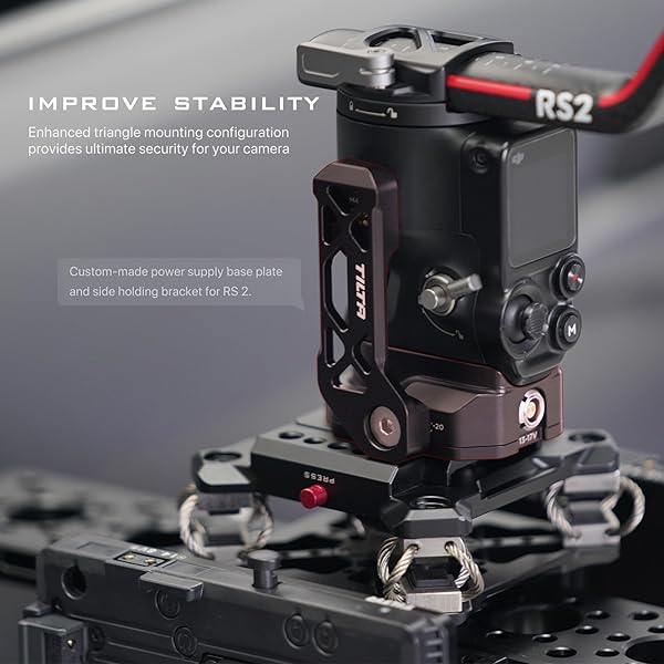 Tilta "Power Supply Base Plate for DJI Ronin RS3 Pro/RS4 | Secure Tripod & Slider Mount | TGA-PBP with 1/4"-20 & 3/8"-16 Threads" - View 3 of 6