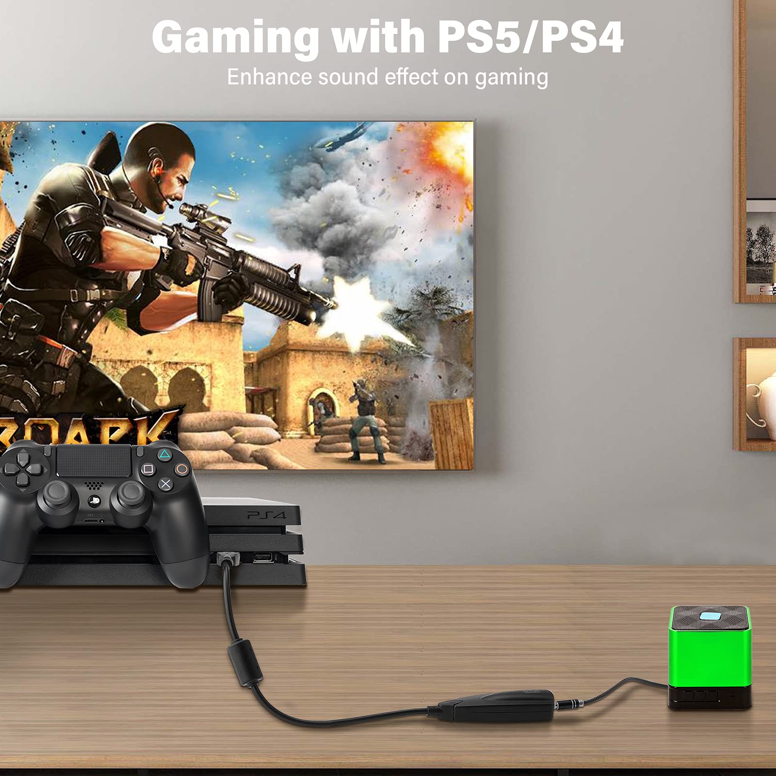 SAISN Saisn USB Stereo Sound Card 7.1 External Audio Adapter for Mac PC Windows 3.5mm Headphone Microphone Jack - View 5 of 7