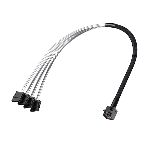 10Gtek 10Gtek MiniSAS HD SFF-8643 Breakout to 4xSATA Cable for Server JBOD Storage Tray and SAS RAID Controller 0.75 to 0.8m - View 6 of 7