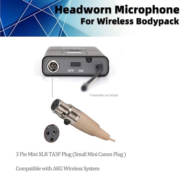 Sujeetec Sujeetec Headset Microphone Single Earset Over Ear Condenser Mic for AKG Wireless System Ideal for Singing and Stage Performance Beige - View 4 of 8