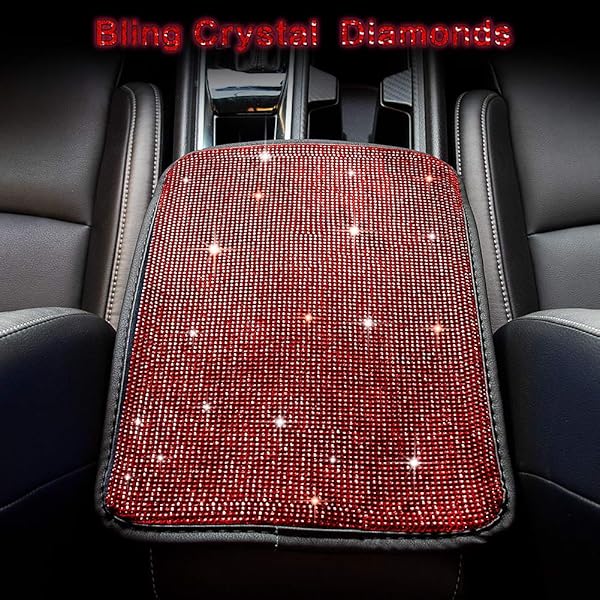 eing Auto Center Console Pad Crystal Bling Car Armrest Cover Universal Fit Diamond Decor Accessories for Women Red 13.97x8.66 - View 4 of 8