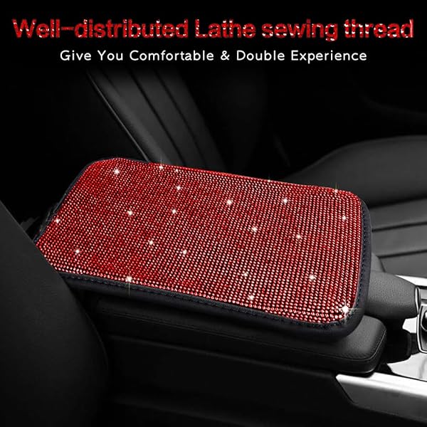 eing Auto Center Console Pad Crystal Bling Car Armrest Cover Universal Fit Diamond Decor Accessories for Women Red 13.97x8.66 - View 6 of 8