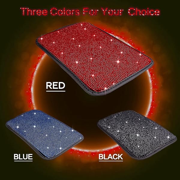 eing Auto Center Console Pad Crystal Bling Car Armrest Cover Universal Fit Diamond Decor Accessories for Women Red 13.97x8.66 - View 7 of 8