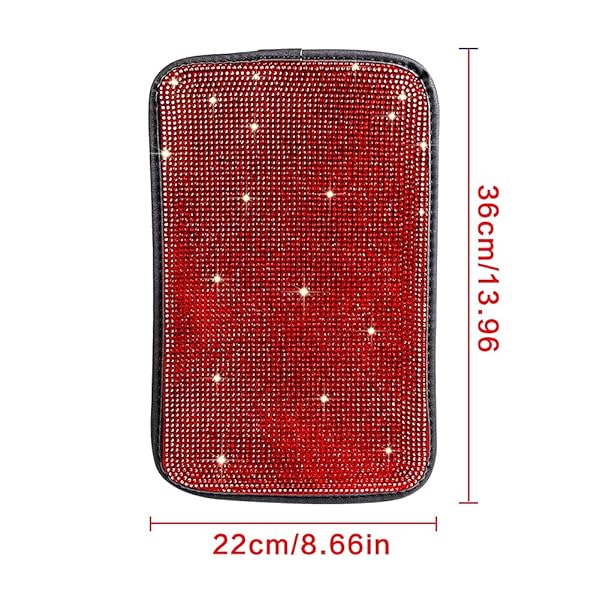 eing Auto Center Console Pad Crystal Bling Car Armrest Cover Universal Fit Diamond Decor Accessories for Women Red 13.97x8.66 - View 8 of 8