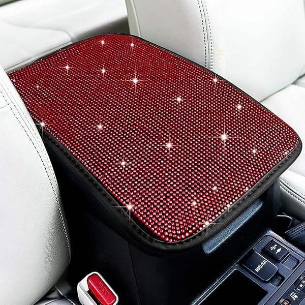 eing Auto Center Console Pad Crystal Bling Car Armrest Cover Universal Fit Diamond Decor Accessories for Women Red 13.97x8.66