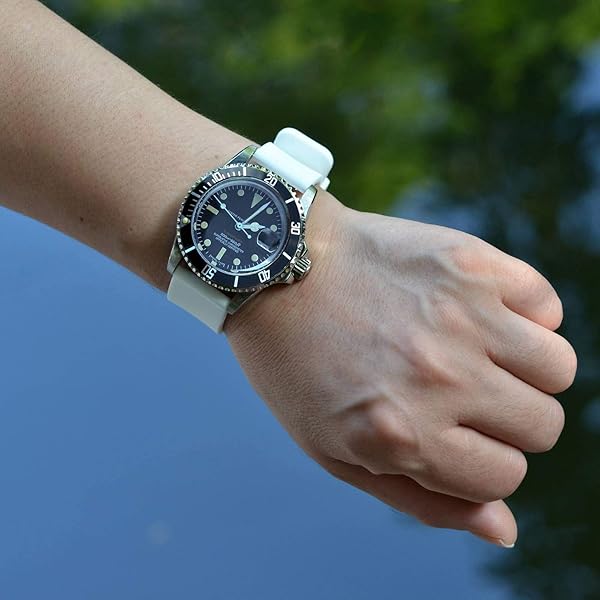 WOCCI WOCCI 16mm Silicone Watch Band White with Rose Gold Buckle Soft Rubber Replacement Straps Quick Release - View 7 of 9