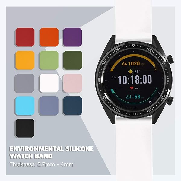 WOCCI WOCCI 16mm Silicone Watch Band White with Rose Gold Buckle Soft Rubber Replacement Straps Quick Release - View 8 of 9