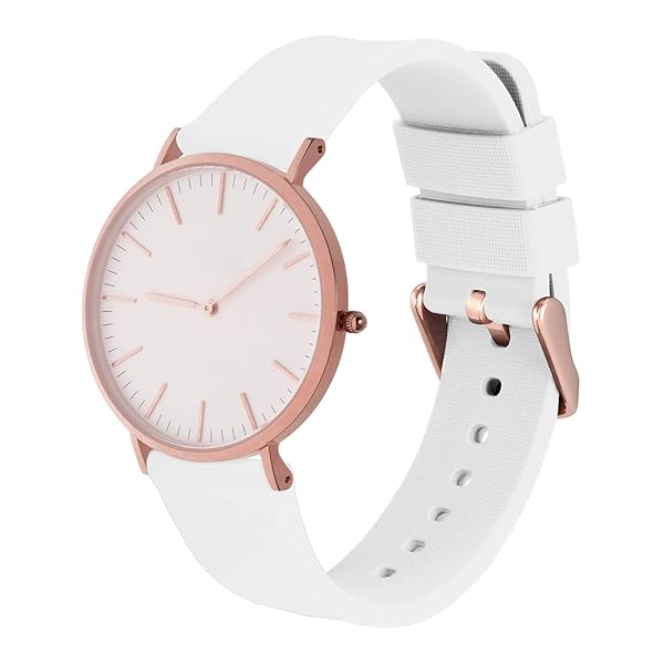 WOCCI WOCCI 16mm Silicone Watch Band White with Rose Gold Buckle Soft Rubber Replacement Straps Quick Release - View 9 of 9
