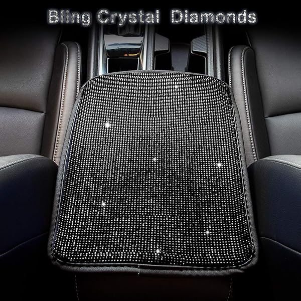 eing Auto Center Console Pad Crystal Bling Car Armrest Cover Universal Fit Diamond Decor Accessories for Women 13.97"x8.66" Black - View 4 of 8