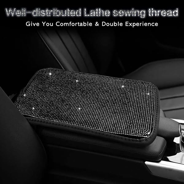 eing Auto Center Console Pad Crystal Bling Car Armrest Cover Universal Fit Diamond Decor Accessories for Women 13.97"x8.66" Black - View 6 of 8