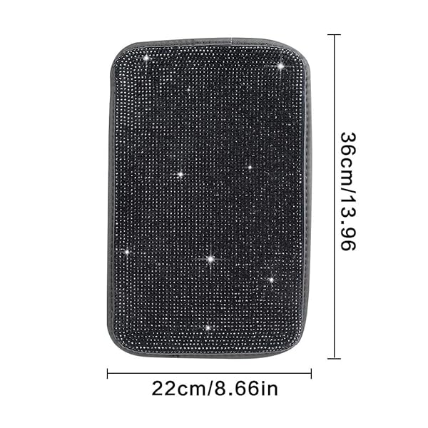 eing Auto Center Console Pad Crystal Bling Car Armrest Cover Universal Fit Diamond Decor Accessories for Women 13.97"x8.66" Black - View 7 of 8