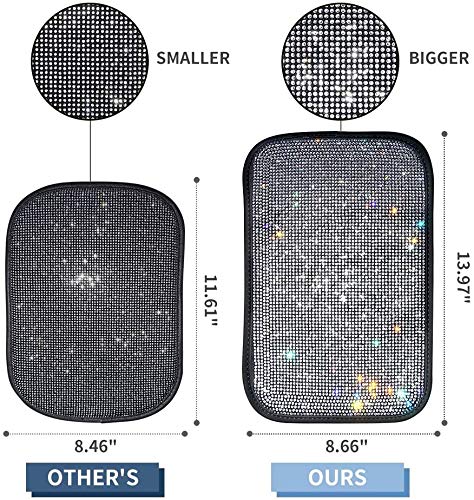 eing Auto Center Console Pad Crystal Bling Car Armrest Cover Universal Fit Diamond Decor Accessories for Women 13.97"x8.66" Black - View 8 of 8