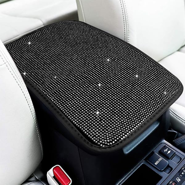 eing Auto Center Console Pad Crystal Bling Car Armrest Cover Universal Fit Diamond Decor Accessories for Women 13.97"x8.66" Black - View 2 of 8