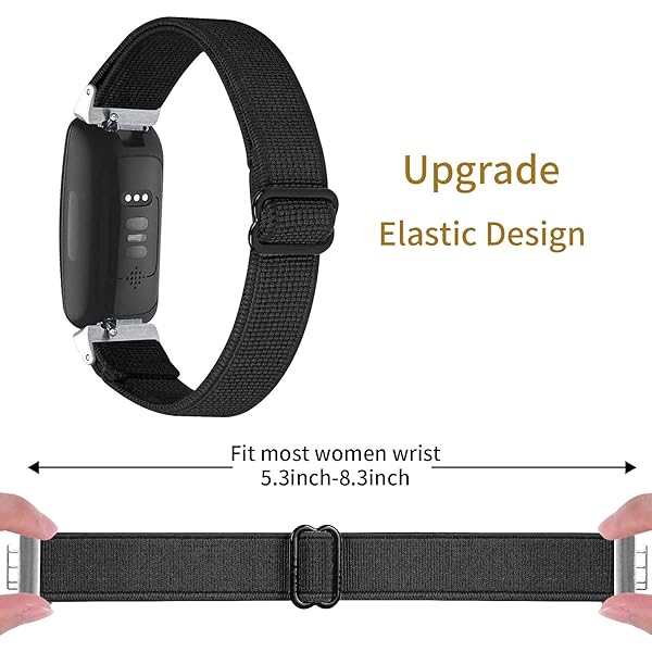 TenCloud TenCloud Elastic Watch Band for Fitbit Inspire 2 Soft Breathable Stretchy Fabric Replacement Wristband in Black Navy Red - View 4 of 8