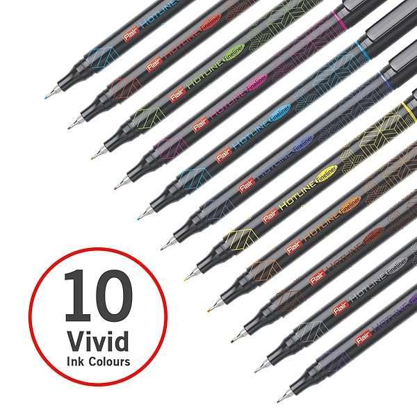 Flair Flair Fineliner Hotline: High-Quality Metal Tip Pens - Pack of 10 for Precision Writing - View 5 of 6