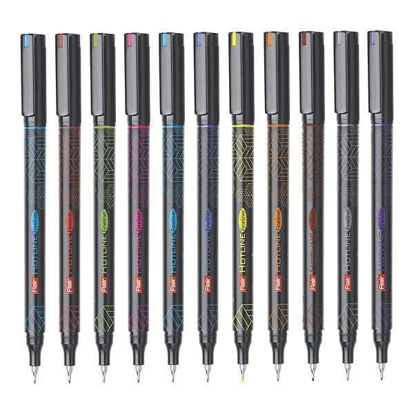 Flair Flair Fineliner Hotline: High-Quality Metal Tip Pens - Pack of 10 for Precision Writing
