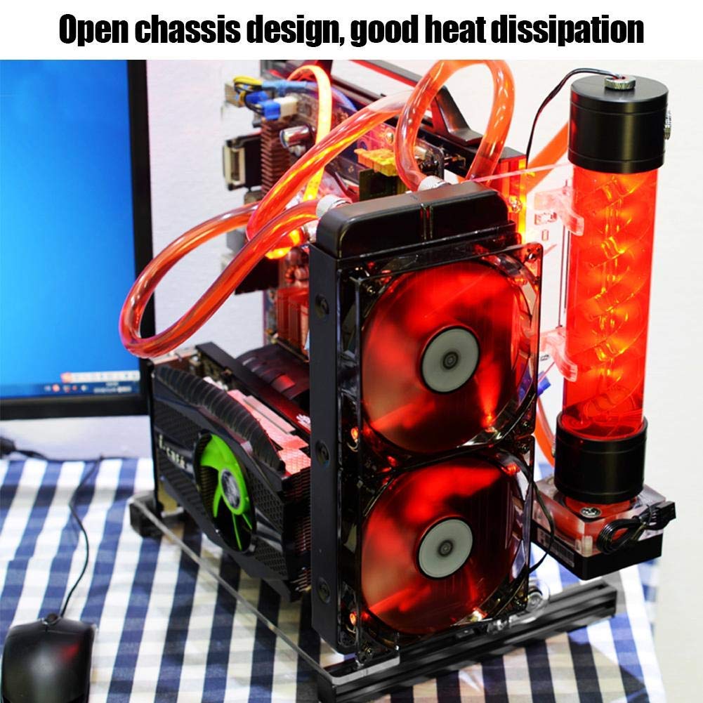 Open Aluminum Frame Chassis for ATX M-ATX ITX Vertical Overclocking with 20x20 DIY Bracket Support for Graphics Card Red - View 2 of 9