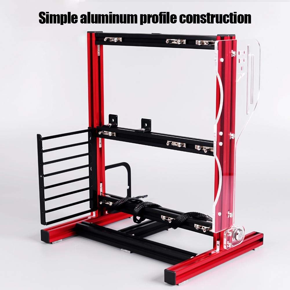 Open Aluminum Frame Chassis for ATX M-ATX ITX Vertical Overclocking with 20x20 DIY Bracket Support for Graphics Card Red - View 5 of 9