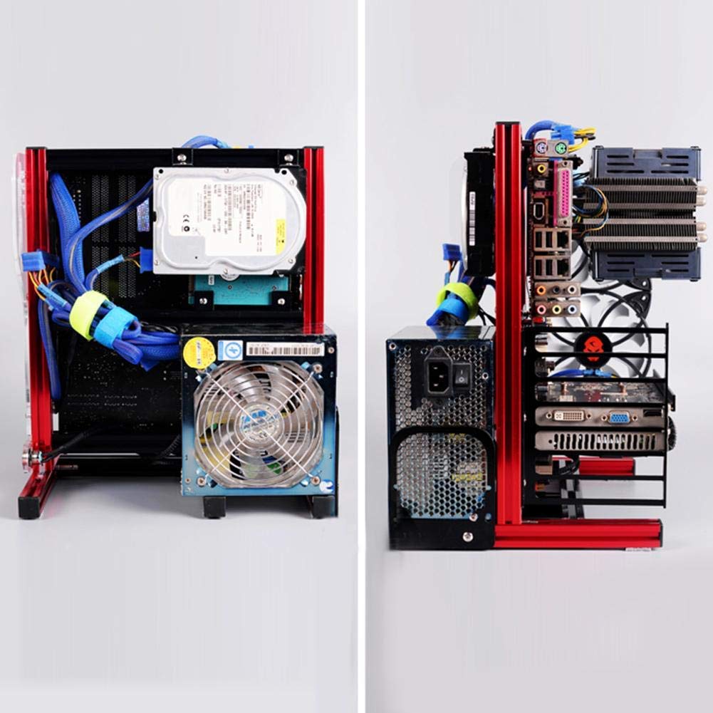 Open Aluminum Frame Chassis for ATX M-ATX ITX Vertical Overclocking with 20x20 DIY Bracket Support for Graphics Card Red - View 8 of 9