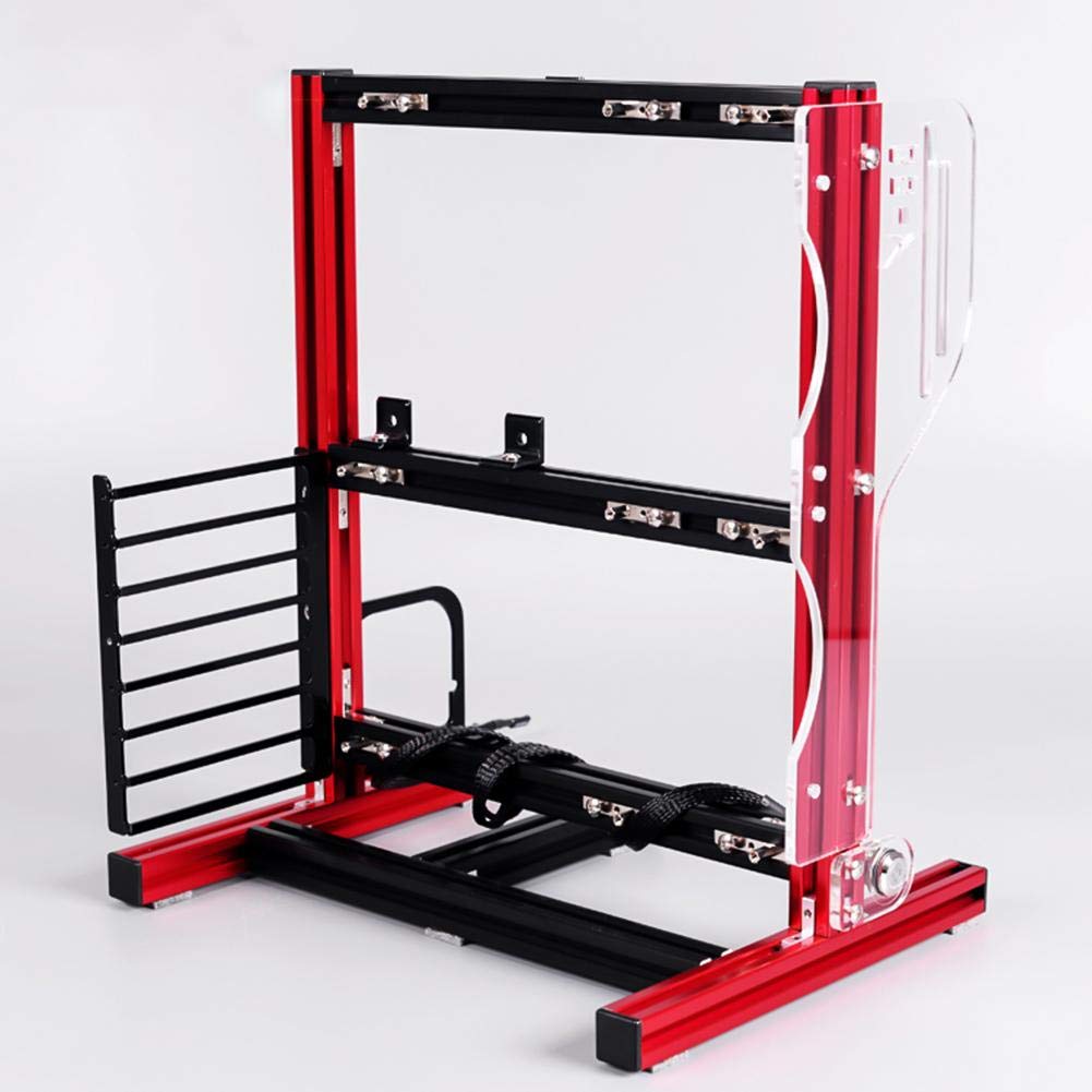 Open Aluminum Frame Chassis for ATX M-ATX ITX Vertical Overclocking with 20x20 DIY Bracket Support for Graphics Card Red